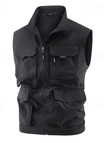  Herre Fiskeri Vest Trekking-vest Uden ærmer Vest Udendørs Hold Varm Letvægt Åndbart Lynlås Polyester Sort militærgrøn Kakifarvet Jagt Fiskeri Klatring