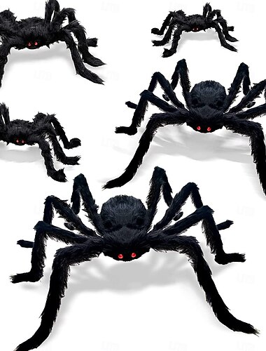  Halloweenská sada pavučin a pavouků, realistická dekorace s velkým pavoukem, strašidelný dům, bar, rekvizita do únikové hry, dekorace pro strašidelnou párty atmosféru