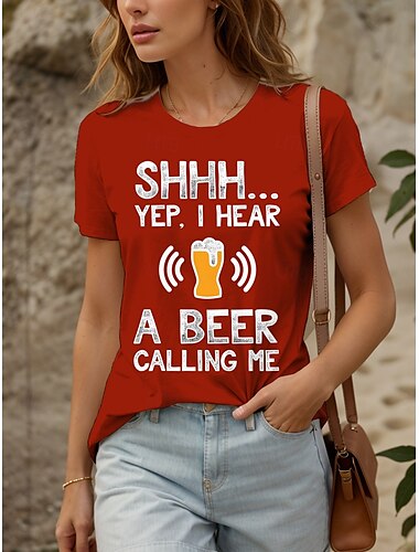  Oktoberfest Damen T Shirt Grafik Buchstabe Vintage Stilvoll Klassisch Kurzarm Rundhalsausschnitt Rundhals Normale Oberteile Täglich Wochenende Druck Schwarz Weiß Gelb Rote Blau Sommer Frühling