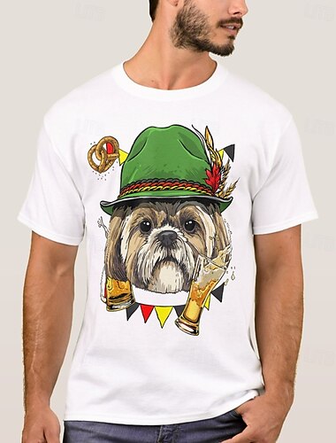  Oktoberfest Hund Shih Tzu T-Shirt Bayerisch München Deutsch Grafik Für Herren Erwachsene Karneval Oktoberfestbier Heißprägen Party Alltagstauglich