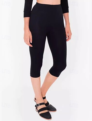  Dam Capribyxor Damasker Streetwear Ledigt Vadlängd Naturlig Slät Elastisk midja Bekväm Utomhus Utomhus Semester Fritids- Magenta Mörkgrå Sjöblå Vin Sommar Normal