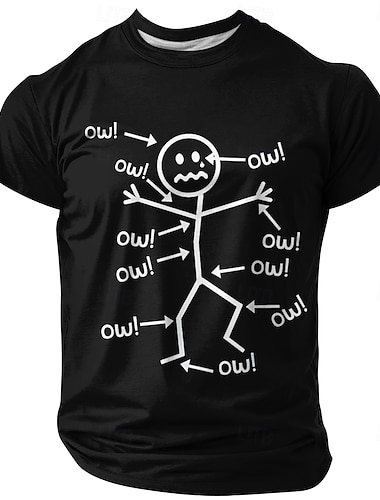  Men's Character Funny T Shirt Short Sleeve T shirt 3D Print Crew Neck Shirt Fashion Daily Basic Street Casual Daily Black Red Blue Summer Spring All Seasons Clothing Apparel S M L XL XXL XXXL