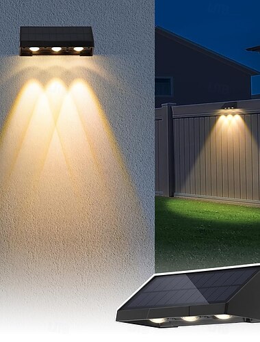  Solar-Wandleuchten für den Außenbereich, 1/2/3 LED-Linsen, Zaunleuchten, wasserdicht, warmweiß, automatisches Ein-/Ausschalten, LED-Hausnummernbeleuchtung für Veranda, Terrasse, Balkon, Wand, Hof,