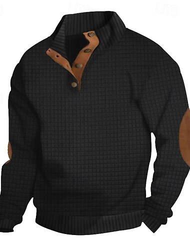  Herren Sweatshirt Schwarz Weiß Armeegrün Khaki Grau Stehkragen Einfach Patchwork Täglich Ferien Ausgehen Polyester Streetwear Lässig Frühling Herbst Bekleidung Kapuzenpullover Sweatshirts