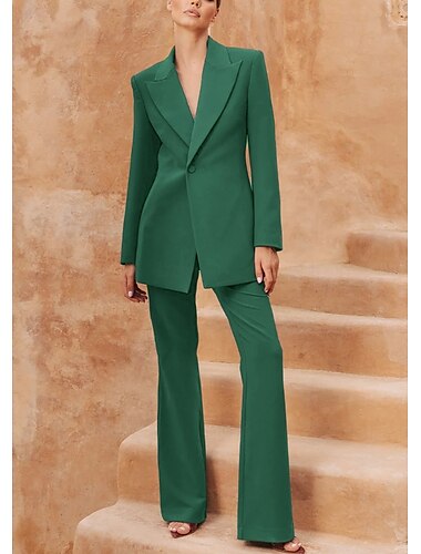  Burgunderroter zweiteiliger Hosenanzug für die Mutter der Braut, elegantes, minimalistisches, lässiges Revers, bodenlange Ärmel, mit Knöpfen, 2025