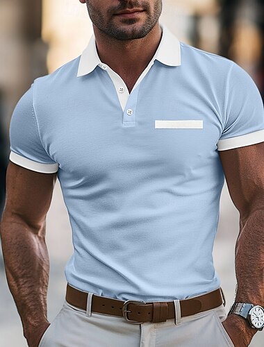  Herren Baumwoll-Poloshirt Golfshirt Lässig Sport Revers Gerippter Polokragen Kurzarm Mode Basic Einfach Klassisch Sommer Frühling Schmale Passform Weiß Rote Blau Grau Baumwoll-Poloshirt