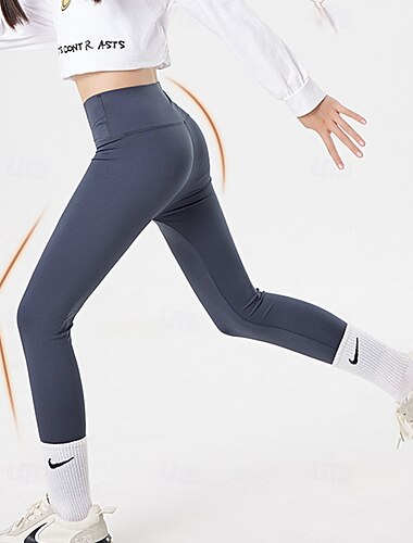  Kinder Mädchen Leggings Einfarbig Streetwear Outdoor 4-12 Jahre Herbst Schwarz Dunkelgray