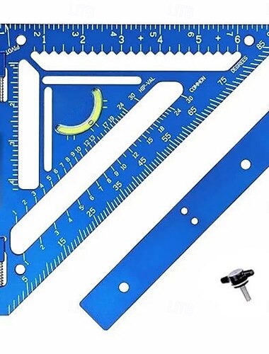  Innovatives Sparrenwinkelwerkzeug für Zimmerleute, drehbarer Anschlag, CNC-gefrästes Aluminium, Vorrichtungsblock für sich wiederholende Markierungen, hoher Kontrast, schwarz/rot/blau