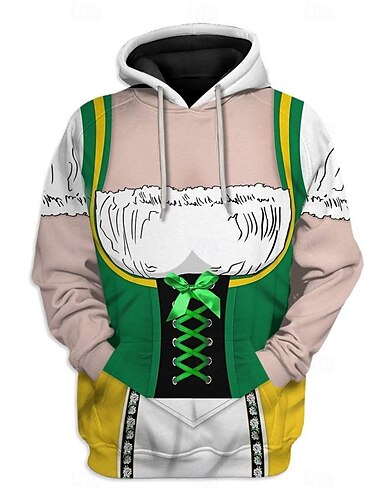  Oktoberfest Lederhosen-Print Dirndl-Print Kapuzensweatshirt Pullover Bayerisch München Deutsch Grafik Für Herren Erwachsene Karneval Oktoberfestbier 3D-Druck Party Alltagstauglich