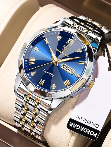  Relojes de lujo para hombre, reloj de cuarzo original de moda para hombre, resistente al agua, luminoso, con fecha y semana, reloj de pulsera