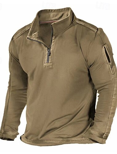  Per uomo Maglia Felpa con zip corta Nero Bianco Blu marino Cachi Colletto Mao Semplice Zip a un quarto Sport & Outdoor Quotidiano Ferie Poliestere Streetwear Essenziale Casual Primavera Autunno