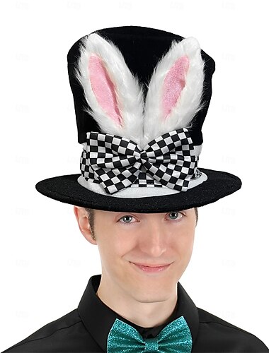  Alice in Wonderland Sprookje Dolleman Wit konijn Hoeden Accessoires Hoge hoed Verhaalboekpersonages Cosplay Film cosplay for Uniseks Kinderen Volwassenen Halloween Carnaval Wereldboekendag Prestatie