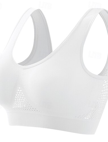  Damen Yoga-BH Sport-BH Pilates-BH BH-Top Push-Up Hosen nahtlos Antivibration Ungepolstert Bürgellos Einfarbig Sport Sportkleidung Hellblau Dunkelviolett Fitnessstudio Zumba Laufen