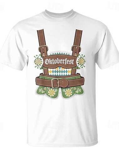  Oktoberfest Lederhosen-Print T-Shirt Bayerisch München Deutsch Grafik Für Paar Herren Damen Erwachsene Karneval Oktoberfestbier Heißprägen Party Alltagstauglich