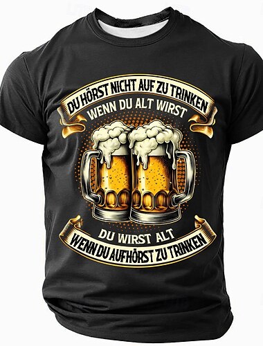  Oktoberfest Męskie Piwo Podkoszulek Krótki rękaw Podkoszulek Druk 3D Półgolf Koszula Moda Przesadny Codzienny Impreza Ulica Codzienny Czarny Niebieski Zielony Lato Wiosna Odzież S M L XL XXL XXXL