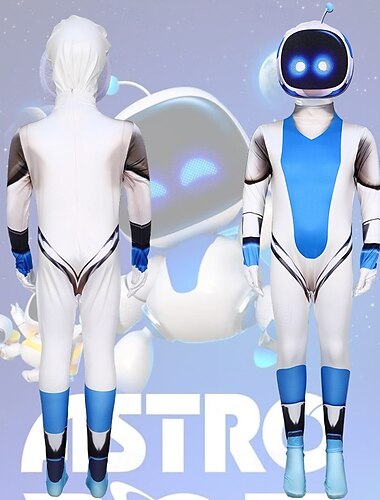  Robot futuriste Astro Bot Costume Combinaisons Journée STEM Cosplay Cosplay de Film for Homme Garçons Adultes Enfant Halloween Carnaval Journée mondiale du livre Performance Déguisement éducatif
