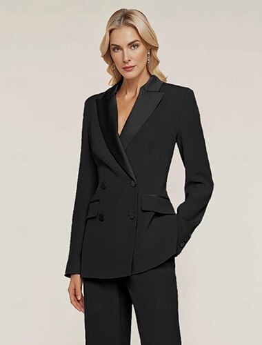  Damenanzüge Top Mutter der Braut Eleganter Stretch-Chiffon Lange Ärmel mit Knöpfen Einfarbig 2025