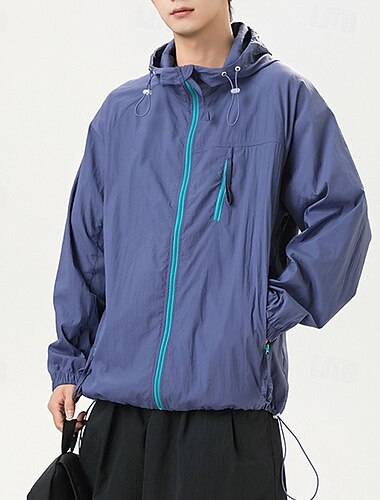  Hombre Chaqueta para correr Chaqueta para exteriores Full Zip Manga Larga Abrigos Deportivo Protección Solar Transpirable Secado rápido Ligero Tenis Golf Corriendo Ropa de deporte Ropa de Deporte