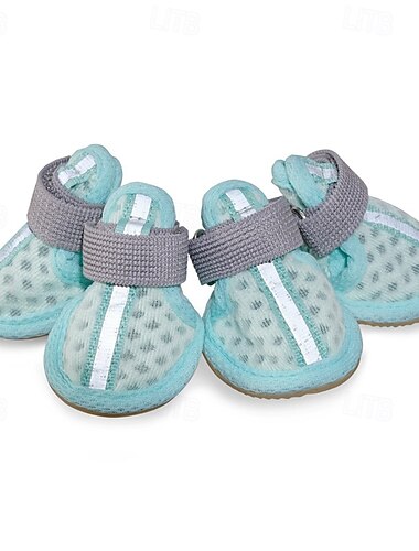  Mesh-Hundeschuhe, Haustierstiefel, atmungsaktive Hundeschuhe für kleine Hunde, wasserdichte Haustiersandalen mit rutschfester Sohle und Reißverschluss, langlebiger Haustierpfotenschutz für heißen