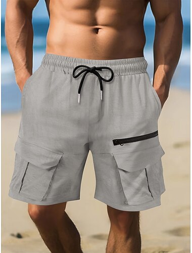  Herren Taktische Shorts Cargo-Shorts Shorts Bermudashorts Strandshorts Kordelzug Reißverschlusstasche Mehrere Taschen Einfach Atmungsaktiv Knielang Outdoor Lässig Strand Urlaub Mode Schwarz Braun