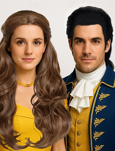  Schönheit und das Biest Prinzessin Bella Perücke Cosplay Frauen lange gewellte braune Kunsthaar Party Rollenspiel Perücken