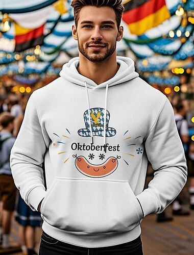  Cerveza Oktoberfest Sudadera Estampado Bolsillo delantero Gráfico Para Hombre Adulto Carnaval Cerveza Oktoberfest Impresión 3D Vacaciones Fiesta