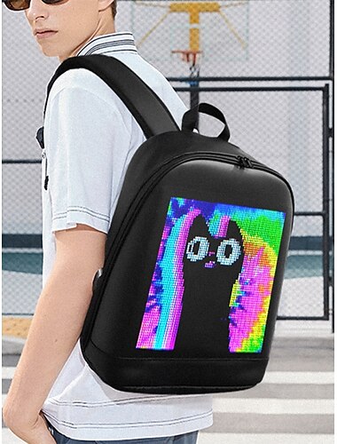  Wasserdichter Herren-Rucksack mit LED-Display und App-Steuerung – Schul- und Pendlertasche aus PU-Leder im Tech-Stil für Studenten, Kreative und den täglichen Gebrauch