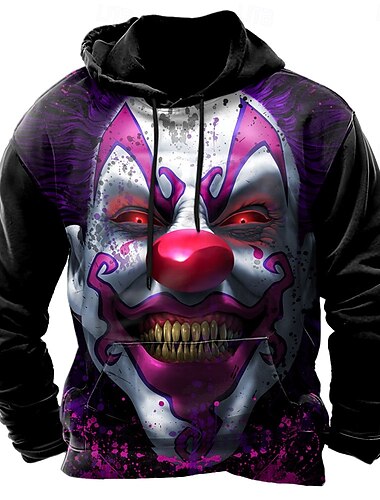  Tom Wood herr 3D Joker huvtröja tröja med huva rund hals cool 3D-tryck klubb streetwear svart dragsko höst vinter designer