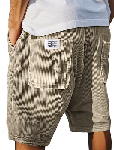  Homme Shorts Shorts d'été Short décontracté Short en velours côtelé Avec Poches Cordon de serrage Taille Élastique Uni Confort Respirant Court Extérieur Vacances Sport Occasionnel Noir Blanche