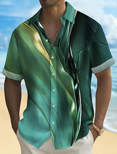  Herren Geometrisch Marmor Abstrakte Kunst Hemd Sommerhemd Knopfhemd Kurzarm Modisch lässig Outdoor Urlaub Alltagskleidung Sommer Frühling Umlegekragen 3D-Druck Hemden mit Kragen Eine Tasche vorne