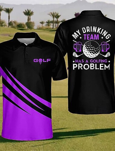  Voor heren Gestreept Sport Poloshirts Golfshirt Korte mouw Poloshirt Overhemden met kraag Casual Sportkleding Vakantiekleding Knop 3D-afdrukken Geel Rood Marine Blauw