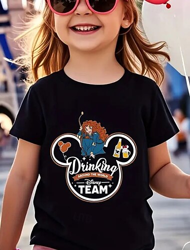  Mädchen 3D Grafik T-Shirt Kurzarm Sommer Frühling Mode Basic Kinder 4-12 Jahre Rundhalsausschnitt Outdoor Lässig Täglich Normale Passform