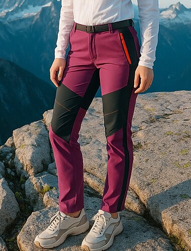  Damen Wanderhosen Patchwork Außen Normale Passform Wasserdicht Winddicht Atmungsaktiv Schnelltrocknend Hosen Rosenrot Camping / Wandern Golfspiel Laufen M L XL XXL XXXL