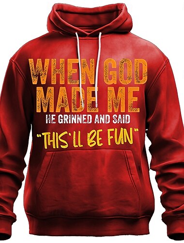  Herren Text Lustiger Slang Kapuzenshirts Pullover Kapuzensweatshirt Sweatshirt mit Kapuze Rundhalsausschnitt Mode 3D-Druck Ferien Streetwear Schwarz Rote Kordelzug 3D Frühling Herbst Designer