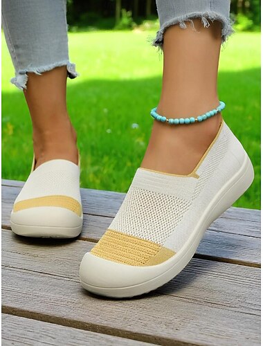  Γυναικεία sneakers με flyknit slip-on – αναπνεύσιμα, ελαφριά παπούτσια χωρίς παπούτσια για ταξίδια, βόλτες με σκύλους και χαλαρές εργάσιμες ημέρες.