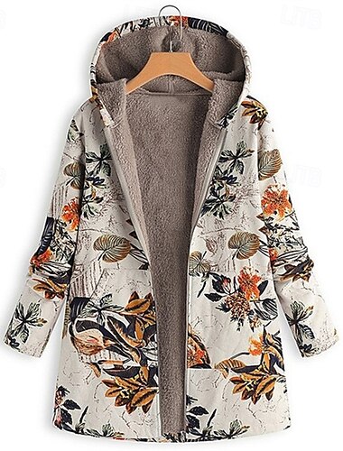  Damen Fleecejacke Mantel Kapuzenjacke Warm Bequem Reißverschluss Tasche Mode Modern Lässig Geometrisch Ausgehen Wochenende Reisverschluss Regulär Mit Kapuze Normale Passform Langarm Oberbekleidung