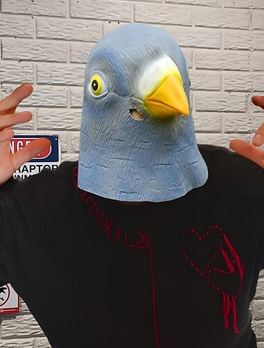  מסכת יונה למבוגרים ליל כל הקדושים תחפושות מפחידות מציאותיות מסכת פנים לטקס, מסכת ראש ציפור מצחיקה למסיבת ליל כל הקדושים קוספליי ומתיחות