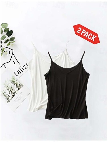 Damen Camisole-Tanktop Einfarbig Einfach Täglich Ärmellos Rundhalsausschnitt Quadrathals Rundausschnitt Normale Oberteile Schwarz und Weiß Schwarz / Rosa Weiß und Rosa Schwarz und Grau Grau+Weiß