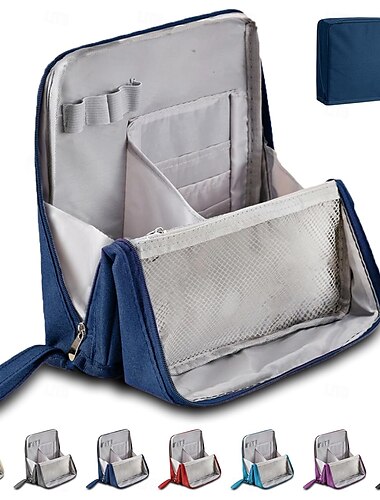  Stehende Make-up-Tasche, wasserdichte Kulturtasche mit großem Fassungsvermögen und Fächern, tragbarer Kosmetik-Organizer für die Reise, Mehrzweck-Bleistift &Make-up-Aufbewahrungskoffer