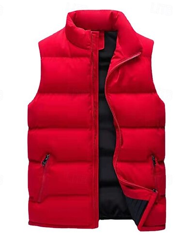  Herre Trekking-vest Dunvest Uden ærmer Vest Udendørs Hold Varm Letvægt Åndbart Vinter Lynlås Polyester Sort Rød Blå Jagt Fiskeri Klatring