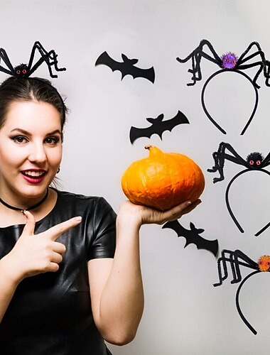  serre-tête araignée d'Halloween avec pompons duveteux, accessoire de cheveux de costume amusant pour fête, mascarade, farce ou friandise &accessoire de performance