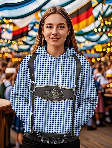  Oktoberfestbier Kapuzensweatshirt Druck Fronttasche Grafik Für Damen Erwachsene Karneval Oktoberfestbier 3D-Druck Urlaub Party