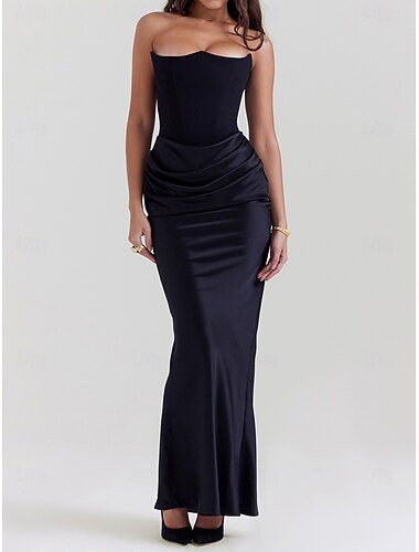  Dámské Dlouhé šaty Maxi šaty Černé šaty Korzetové šaty Koktejlky Formální šaty Módní Moderní Párty Večerní oslava Čajový dýchánek Štíhlý Bez vzoru Bez rukávů Bez ramínek Černá Světle zelená Léto