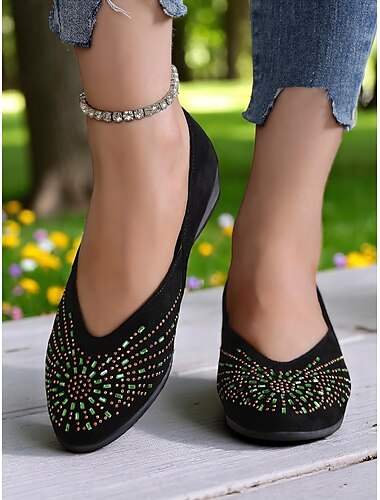  Damen Strass-Wedge-Ballerinas – Glitzernde Komfortschuhe für Oktoberfest, Biergartenparty und festliche Outdoor-Events