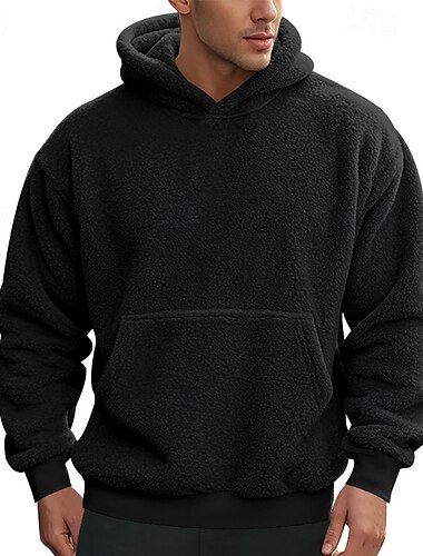  Homme Sweat à capuche Sweat à capuche en polaire Noir Bleu Marron Kaki Gris À capuche Uni Avec Poches Poche Avant Occasionnel Quotidien Fête Streetwear Occasionnel Flou Automne & Hiver Vêtement Tenue