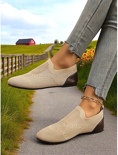  Khakifarbene Slipper für Damen mit perforiertem Design – flexible, lässige Flats, perfekt für Spaziergänge, Freizeitausflüge und Picknicks