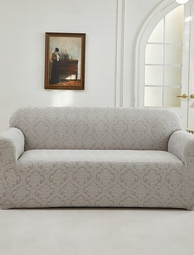  Elastischer Jacquard-Sofabezug, moderner Polyester-Spandex-Schonbezug für 1-/2-/3-/4-Sitzer-, Anbau- und Liegesofas – maschinenwaschbar, Schoner mit kunstvollen Mustern, Sofaschutzbezug | elegante