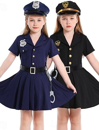 Policier / Policière policier Journée STEM Jeu de rôle sur la carrière Robe Costume Uniforme Cosplay Fille Enfant Performance Déguisement éducatif Déguisement pour un événement scolaire Halloween