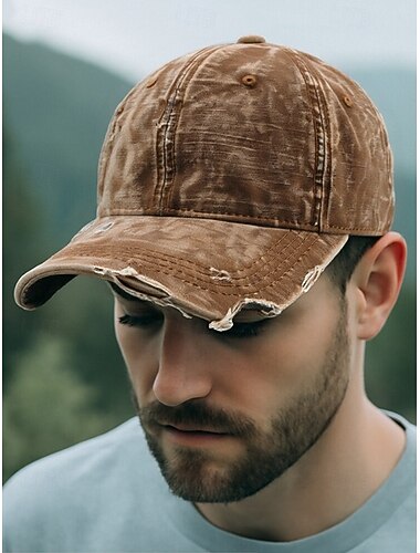  Boné de beisebol masculino vintage jeans desgastado – chapéu ajustável de algodão lavado para esportes ao ar livre, viagens e uso casual