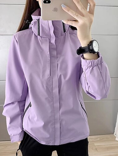  Damen Windjacke Wanderjacke Regenmantel Außen Wasserdicht Winddicht Wanderoutfits Wanderbekleidung Frühling Herbst Oberteil Camping / Wandern / Höhlenforschung Laufen Schwarz Weiß Rosa